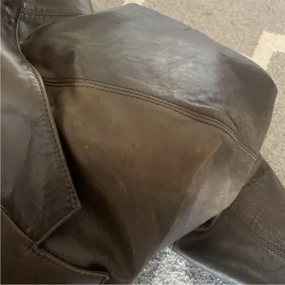 Vintage Brown Long Leather Coat Open Trench  Size Med/large 80s No Size Tag - Picture 11 of 12